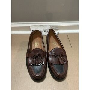 French Shriner Boca Mens 25050 Sz 8M Black Brown Leather Kiltie Tassel Loafer